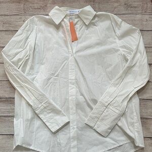 Thats So Fetch White Button Down Oversized Dress Shirt Size 2
